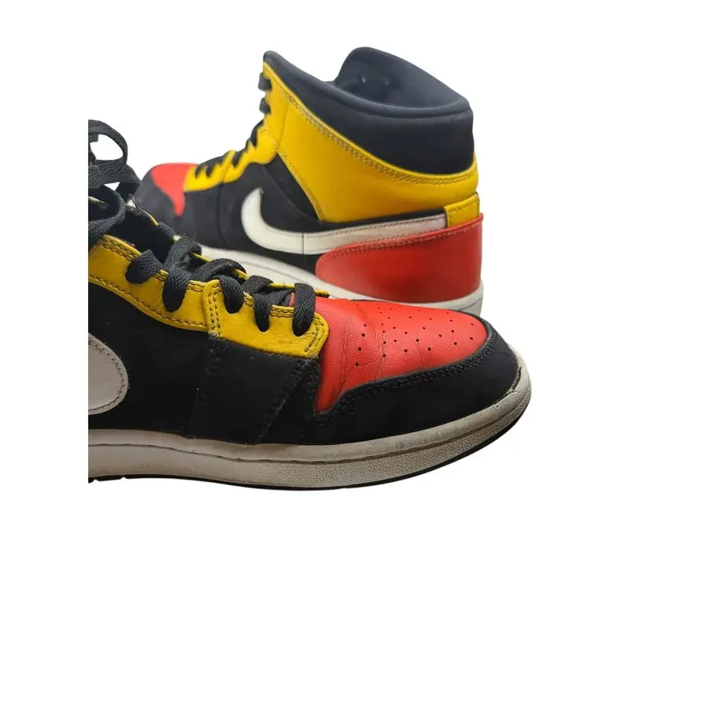 Nike Air Jordan 1 Mid Black Yellow Red Sneakers Men's Size 9.5 852542-087